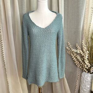 Dynamite Teal Cotton Sz M Tunic V-Neck Sweater